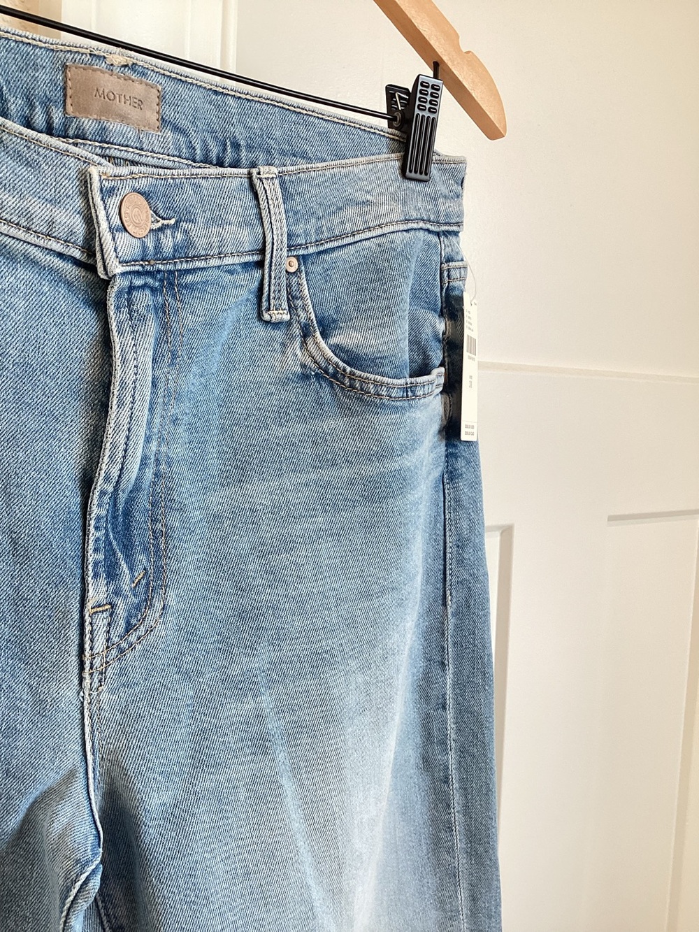 MOTHER Rambler Mid Rise Ankle Fray Jeans Zip New 30 Comeback Kid Light Blue - Picture 7 of 14
